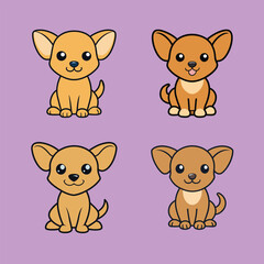 Fototapeta premium Collection of Cute Chiweenie Dog Clipart Vector illustration 