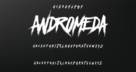 Obraz premium Handwritten Brush font for lettering quotes. Hand drawn brush style modern calligraphy.