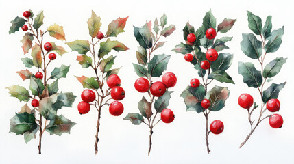 Fototapeta premium Festive Christmas and New Year Holly Berry Decoration