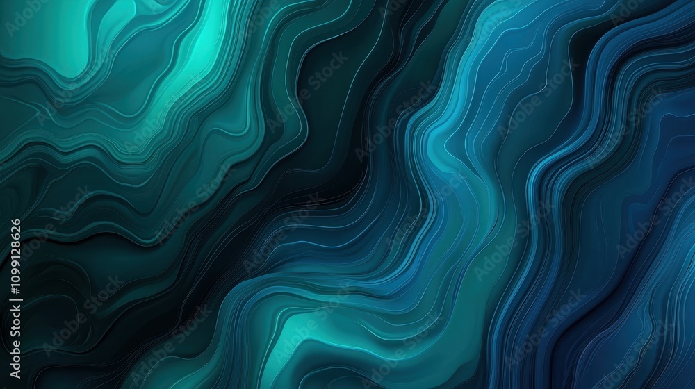 Aufkleber abstract swirling waves in shades of teal and blue create a fluid, dynamic visual effect.