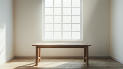 Fototapeta premium Bright Minimalist Table in a Sunlit Room