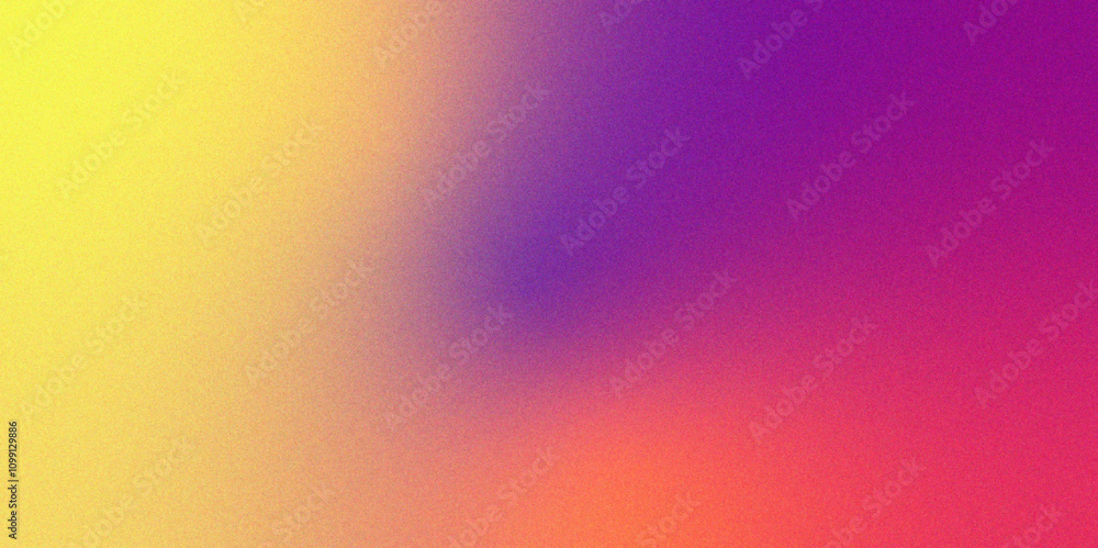 Poster Digital grainy gradient with colorful soft noise effect. Vintage Grunge Texture Pattern in purple and pink, yellow Tones for Artful Wallpaper Gradient blur, noise, grain, texture abstract background.	