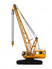 Yellow crane on white surface