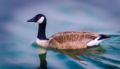 Obraz premium Canada Goose Swimming in Teal Water