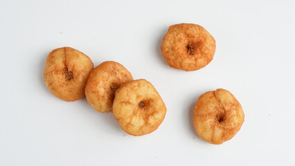 Donuts isolated on white background. Variants of shapes and angles photo