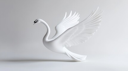 Obraz premium Elegant White Swan with Wings in Motion