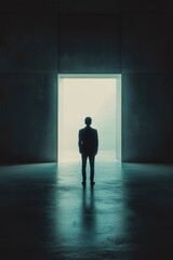 Obraz premium Man Standing in Dark Room