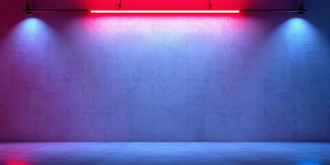 neon light on concrete wall texture background with blue and red lighting effect for product display or mockup banner, product display, lighting effect