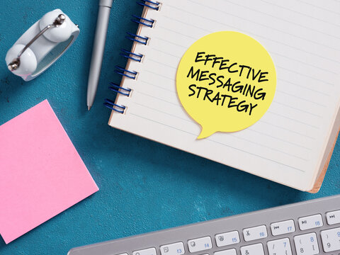 Effective messaging strategy planning with notebook and keyboard