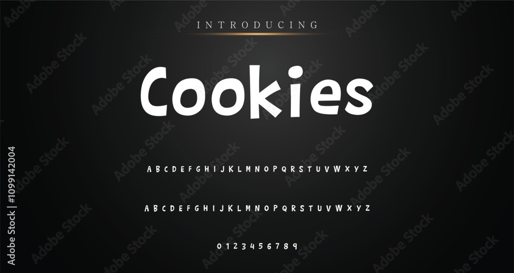 Fototapete modern playful alphabet letter and number set. funky font or typography. vector bold font for poster