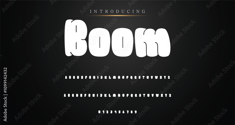 Fototapete modern playful alphabet letter and number set. funky font or typography. vector bold font for poster