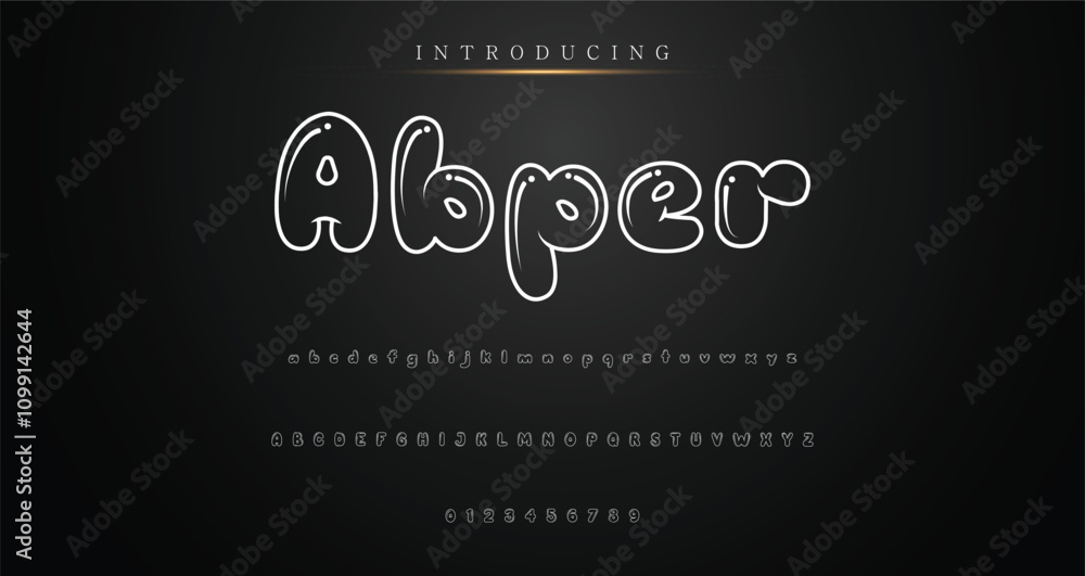 Fototapete modern playful alphabet letter and number set. funky font or typography. vector bold font for poster