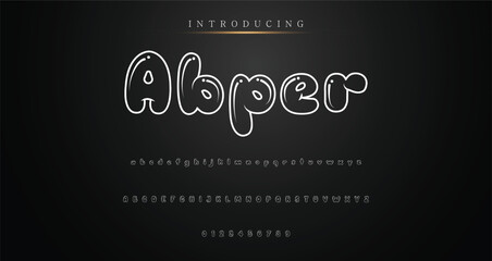 Modern playful alphabet letter and number set. funky font or typography. Vector bold font for poster, flyer, book cover, greeting card, product packaging, graphic print, etc.