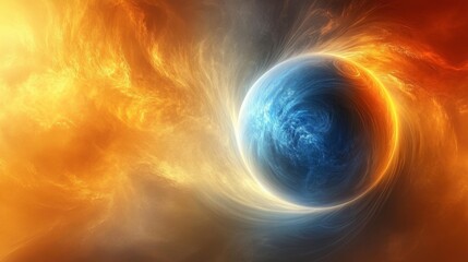 Fototapeta premium Celestial Sphere Against Fiery Background