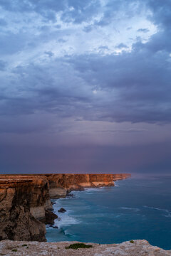Storm clouds over the Nullarbor Cliffs and Great Australian Bight.