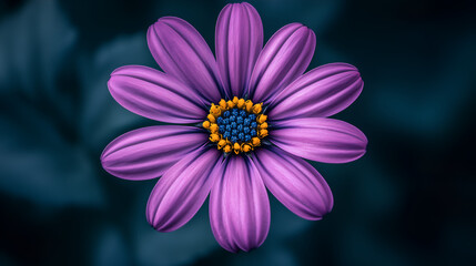 Obraz premium close-up photograph of an isolated purple flower against a dark background