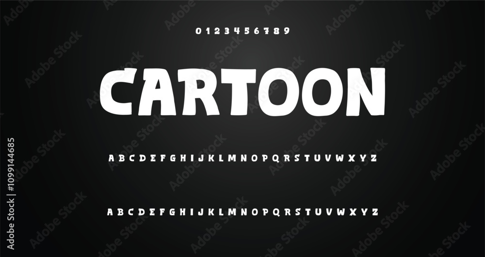 Fototapete modern playful alphabet letter and number set. funky font or typography. vector bold font for poster