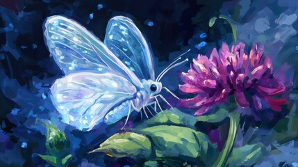 Delicate Butterfly on Vibrant Flower Close-Up