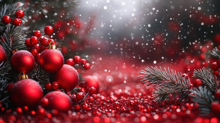 Festive Christmas Background with Red Elements