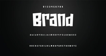 Modern playful alphabet letter and number set. funky font or typography. Vector bold font for poster, flyer, book cover, greeting card, product packaging, graphic print, etc.