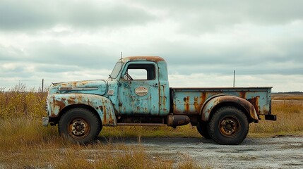 Rusty Vintage Truck in a Rural Setting: Awe-Inspiring Image of an Old Pickup
