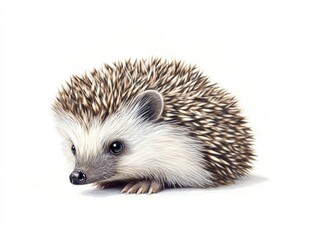Obraz premium Small hedgehog on white background