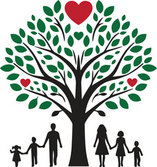tree with heart and family