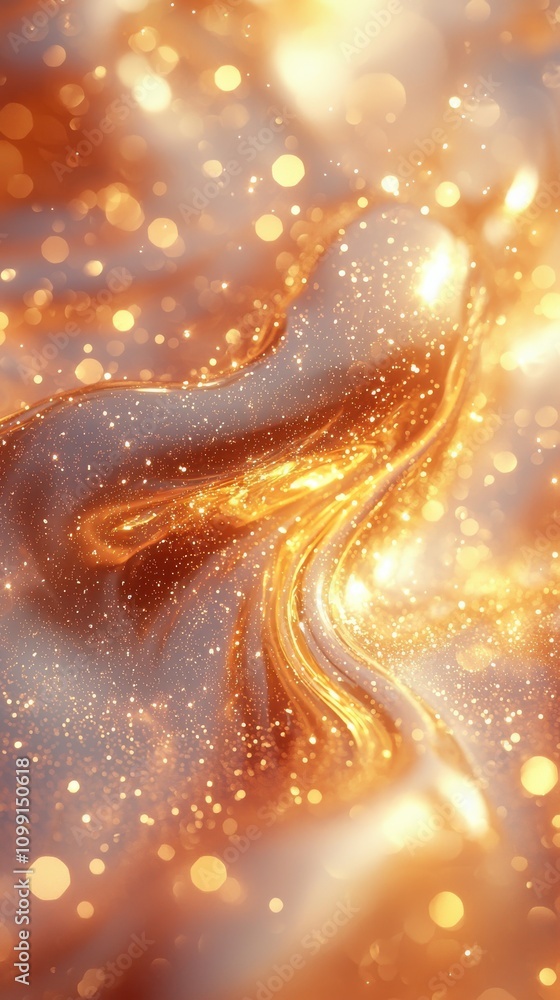 Aufkleber dynamic golden flow abstract visuals digital art studio setting close-up view conceptual energy repr