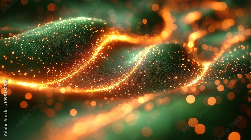 Poster Dynamic waves of light and color abstract art digital creation modern environment close-up view visual concept exploration