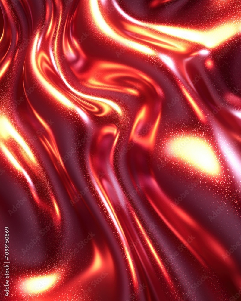 Poster dynamic red silk waves abstract art digital creation vibrant environment close-up view creative conc