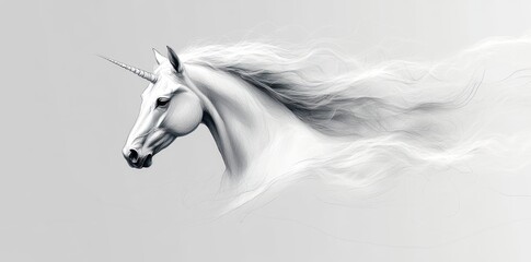 Majestic Unicorn Head With Flowing White Mane