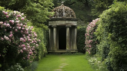 Serene Garden Pathway with Floral Surroundings