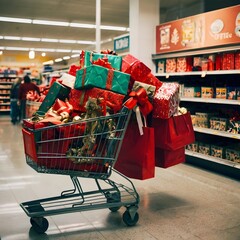 shopping cart full of gifts