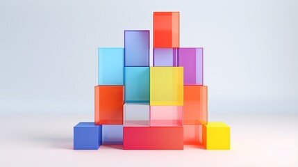 Fototapeta premium A colorful stack of blocks creates a vibrant abstract composition.