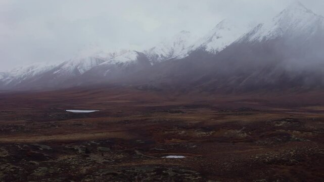 Icy Mountains Near Dempster Highway In Yukon, Canada - Drone Shot