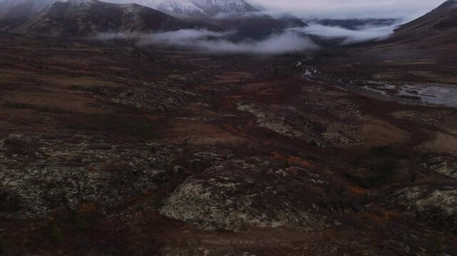 Landscape Of Ogilvie Mountains, Dempster Highway, Canada - Drone Shot