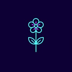 A simple line art illustration of a flower on a dark background that can be utilized for designs related to nature, spring themes, or as decorative elements in digital and print media,