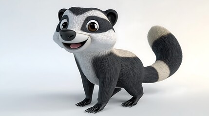 Fototapeta premium Cute Cartoon Raccoon D Render Happy Animal Character
