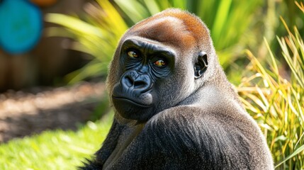 Obraz premium Thoughtful Gorilla in Natural Habitat