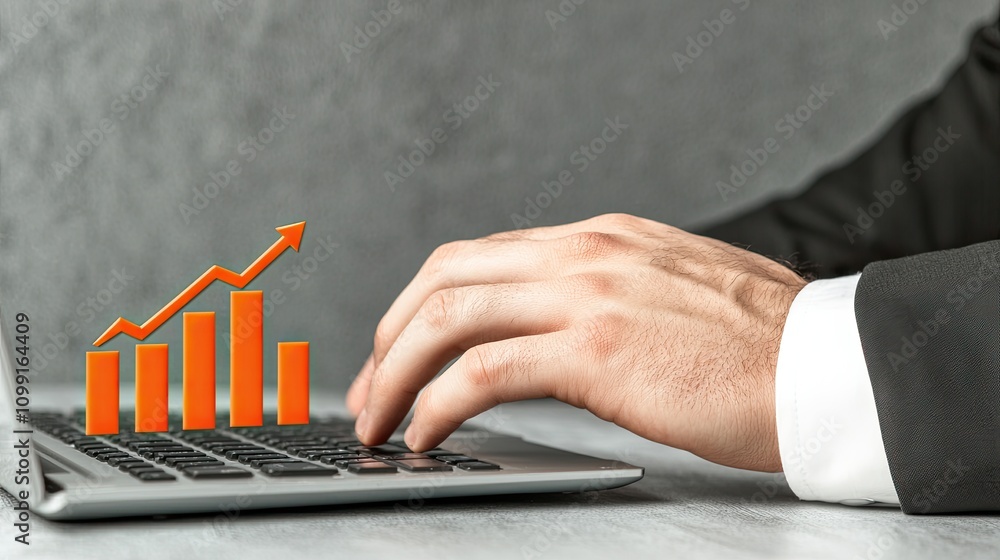 Poster business growth strategies office setting digital content professional environment close-up view dat
