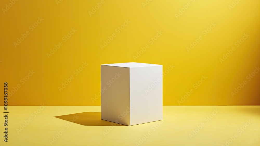 Poster creative white cube display minimalist setup studio environment contemporary design inspiring visual