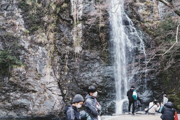 Obraz premium [OSAKA]Natural waterfall spot located in northern Osaka, Beautiful waterfall scenery, Minoo Falls, Japan