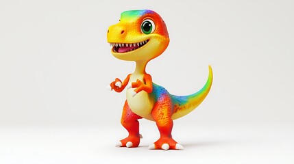 Cute Rainbow Dinosaur Cartoon Character