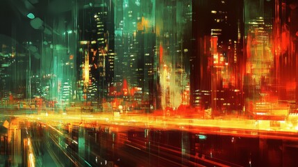 Fototapeta premium Vibrant City Lights in Abstract Motion