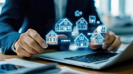 Real estate technology innovations office setting digital interaction modern workspace professional perspective future of property management