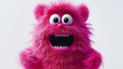 Obraz premium Playful Pink Fuzzy Monster Cute Cartoon Character