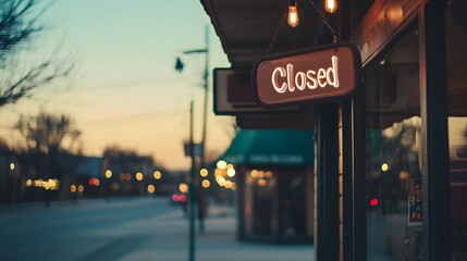 Obraz premium Closed boutique storefront with elegant window display, symbolizing the end of a day and the anticipation of a new beginning