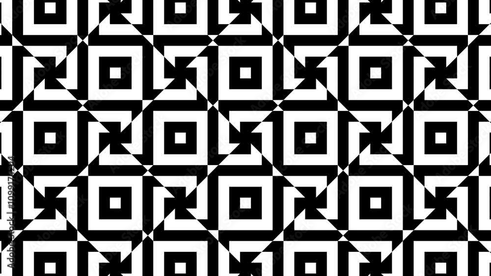 Aufkleber high-contrast black and white abstract background animation with minimalist geometry and smooth rota