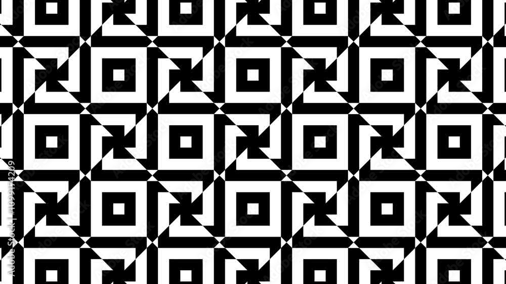 Aufkleber modern abstract animation of black and white geometric patterns in seamless loop for motion graphics