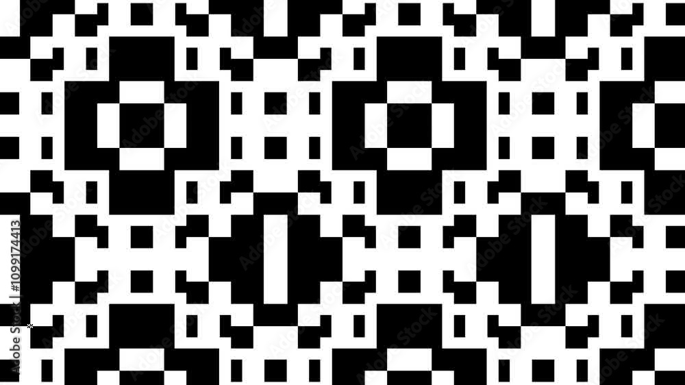 Aufkleber abstract black and white geometric loop animation with rotating symmetrical shapes and high-contrast